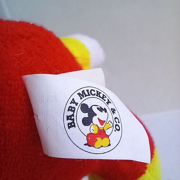 Vintage Gund Baby Mickey Terrycloth Rattle Plush-Embroidered Eyes-Disney-7 Inch - Picture 7 of 9